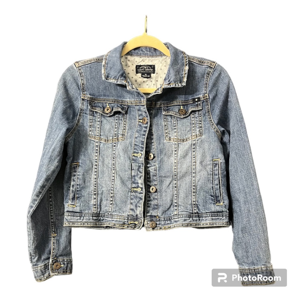 Lucky Brand Youth Girl’s Button Front Cotton-Stretch Denim Jacket - Size…